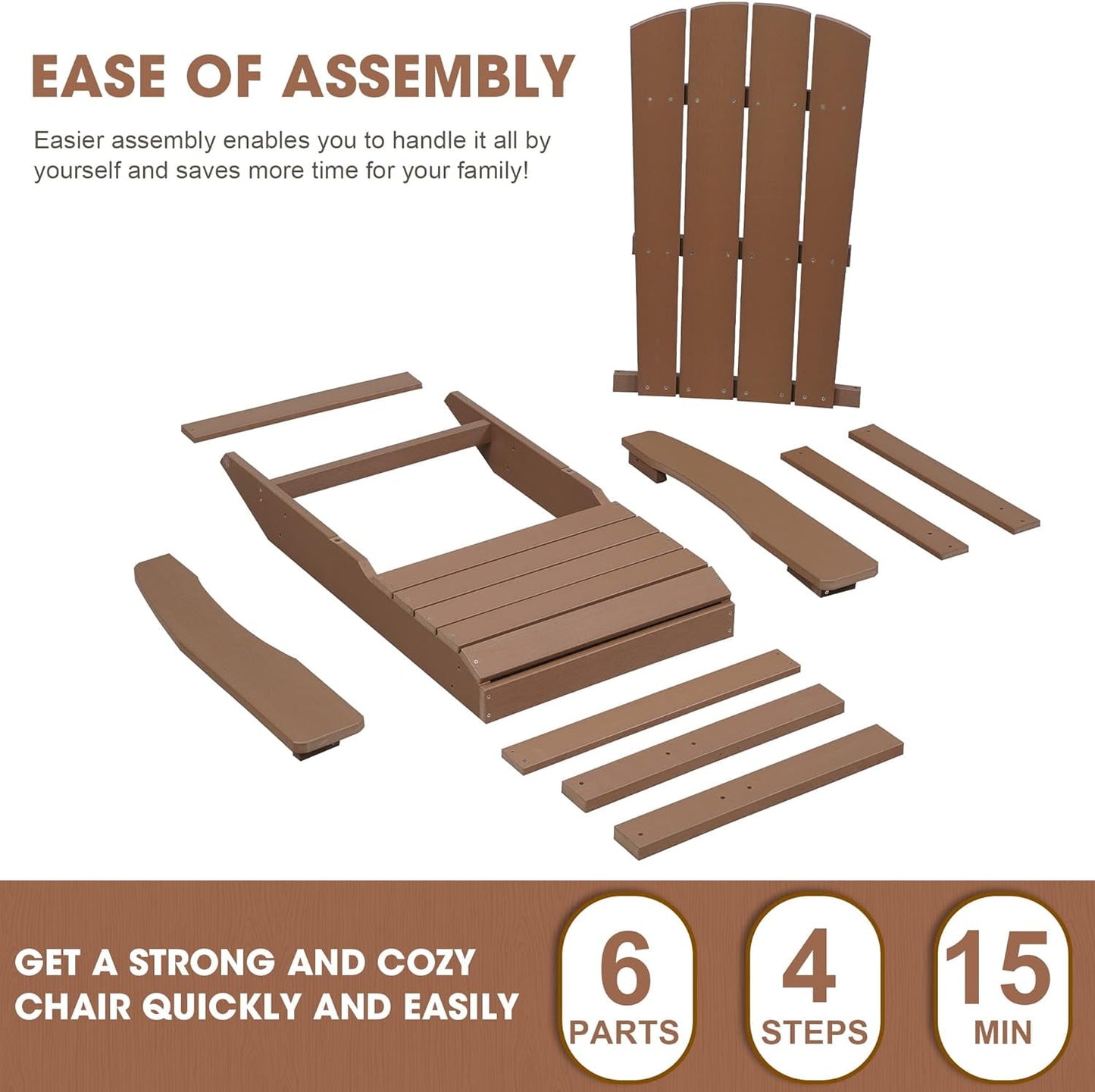 Royalcraft Adirondack Chairs, Weather Resistant Hips Plastic Fire Pit Chairs, Modern Poly Adorondic Outside Chairs, 350 LBS Adirondack Chair for Easy Assembly, White