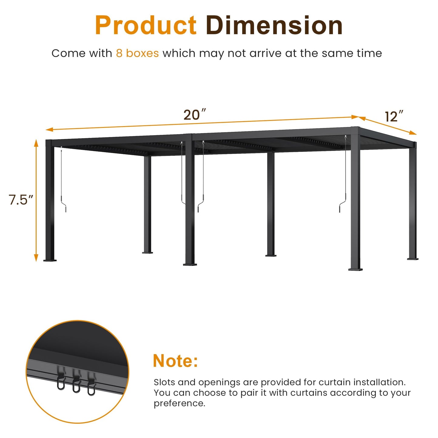 RoyalCraft 12'x20' Adjustable Louvered Pergola, Heavy-Duty Aluminum Outdoor Pergola, Adjustable Metal Hardtop Roof Pergola for Patio, Deck, Garden, Yard, Black