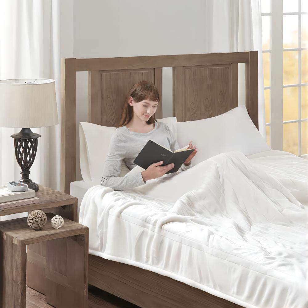 SUNVIVI Electric Blanket King Size with Dual Controllers,10 Heating Levels& 12 hours Auto-off,Overheat Protection,Blue