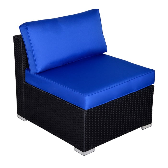 Sunvivi Wicker Patio Loveseat, Create the Patio of Your Dreams With Our Modular Furniture Sets, Black and Blue, PE Wicker