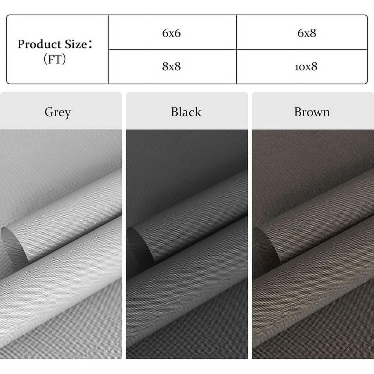 Royalcraft Cordless Outdoor Roller Sun Shade with Pole，6'Wx8'H 420GSM 95% Blockout Waterproof Outdoor Blinds Roll Up for Gazebo Porch, Deck, Pergola,Brown