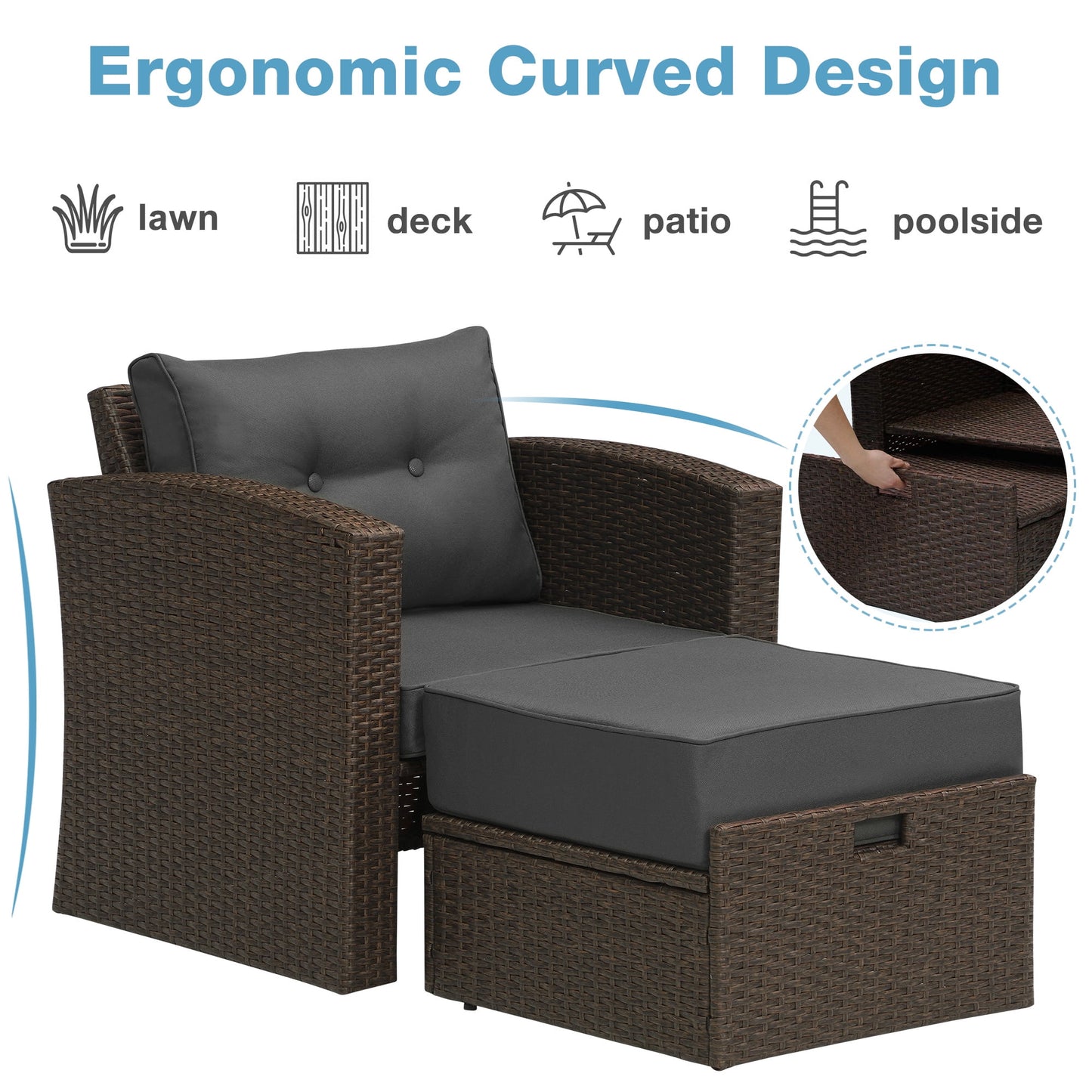 Royalcraft Outdoor Patio Furniture Set,10 Pieces Outdoor Sectional Wicker Sofa PE Rattan Conversation Sets with Dining Table,Aluminum Frame,Brown
