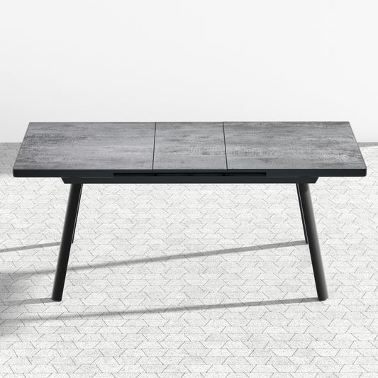 Royalcraft Patio Dining Expandable Table, 59"- 75" Aluminum Outdoor Dining Table, Rectangular Patio Table with Adjustable Feet, Metal Outdoor Table for 4-8 Person, Backyard Garden Porch Deck, Grey
