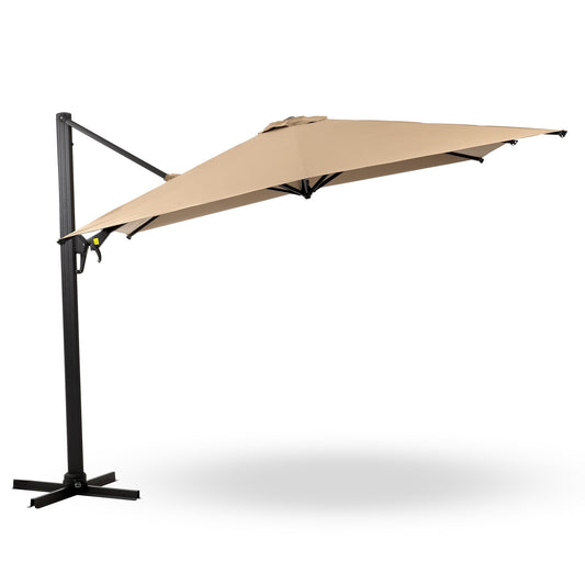 Royalcarft 10ft Large Outdoor Umbrella, Special Cantilever Patio Umbrella with 360¡ã Rotation & Tilt Adjustment, Heavy Duty Offset Patio Umbrella for Garden, Pool, Beach, Deck, Beige