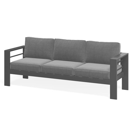 ROYALCRAFT Patio Furniture Metal Sofa, Metal Outdoor Chairs with Upgraded Cushions, All-weather Outdoor 3 Seats Sofa Couch for Balcony, Garden, Deck, Backyard, Grey