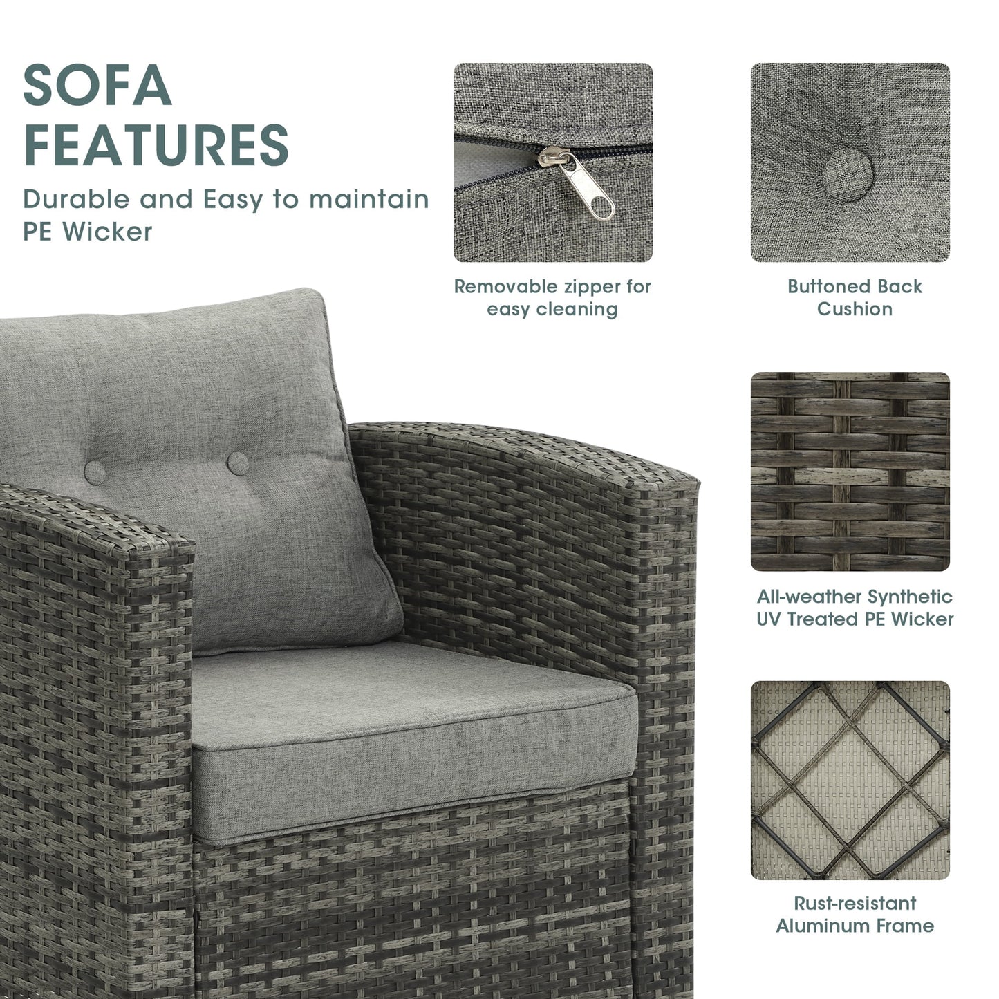 Royalcraft Outdoor Patio Furniture Set,10 Pieces Outdoor Sectional Wicker Sofa PE Rattan Conversation Sets with Dining Table,Aluminum Frame,Brown
