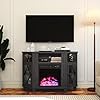 RoyalCraft Corner TV Stands with Fireplace , Media Console Table with Adjustable Shelves, Acrylic Doors with Diamond Design, Entertainment Center for Living Room