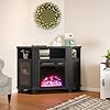 RoyalCraft Corner TV Stands with Fireplace , Media Console Table with Adjustable Shelves, Acrylic Doors with Diamond Design, Entertainment Center for Living Room