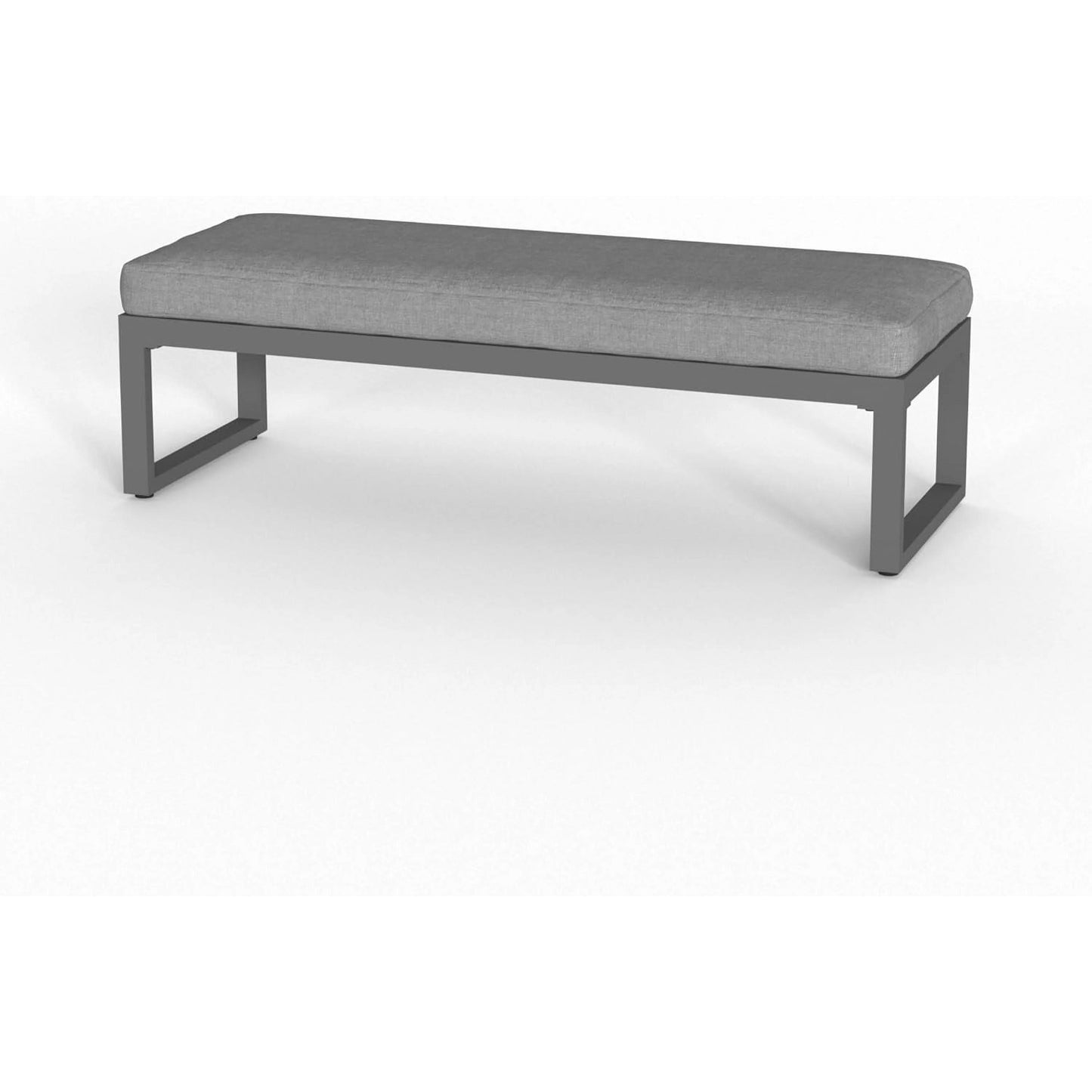 Royalcraft Aluminum Outdoor Patio Bench, Upholstered Bench with Thick Cushion for Porch Balcony Backyard, Grey