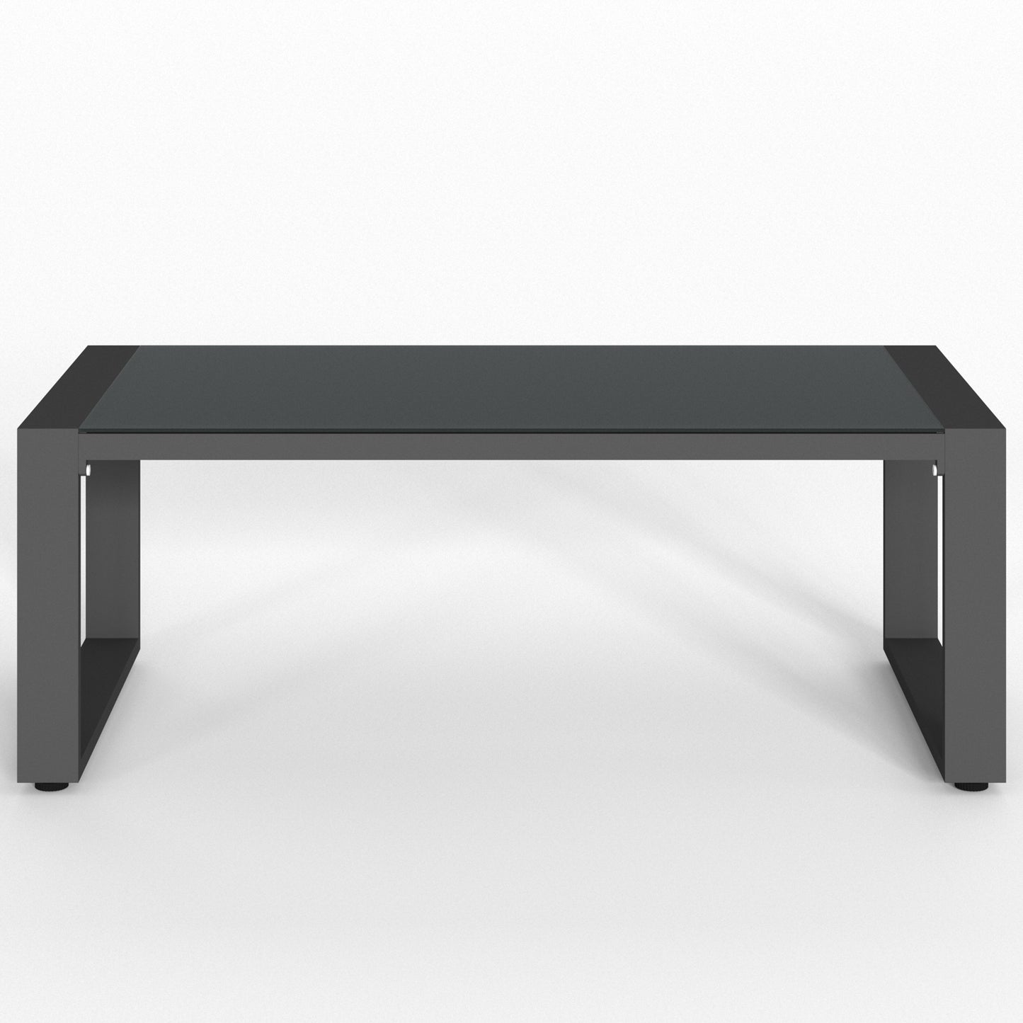 Royalcraft Aluminum Outdoor Coffee Table, All-Weather Metal Rectangular Patio Side Table with Tempered Glass Top, Patio Tables for Porch Backyard Garden, Grey