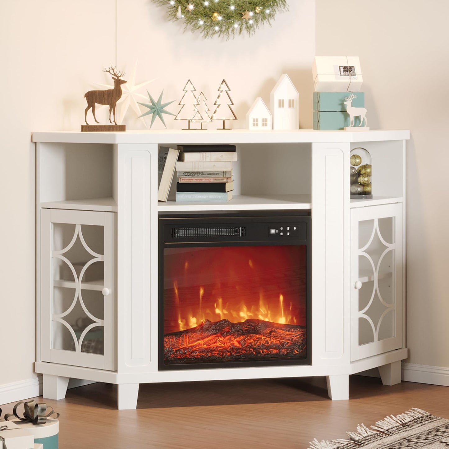 Heynemo 18'' Electric Fireplace Insert, Recessed Fireplace Heater with Remote Control, Small Heater with Low Noise, Adjustable Temperature, 8H Timer, Adjustable Flame Brightness, 110V/1500W, Black