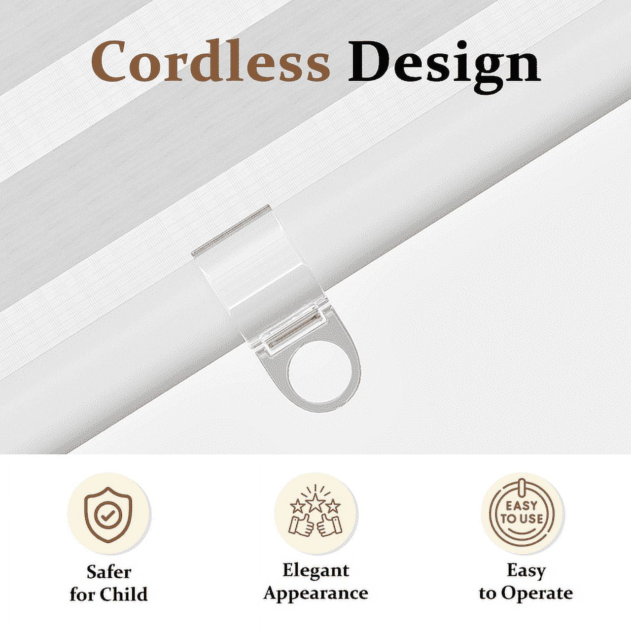 Royalcraft Cordless Zebra Blinds, Horizontal Dual Layer Roller Window Shades, Modern Adjustable Pull Down Shades for Windows Light Filtering Day and Night for Home Office, Easy to Install