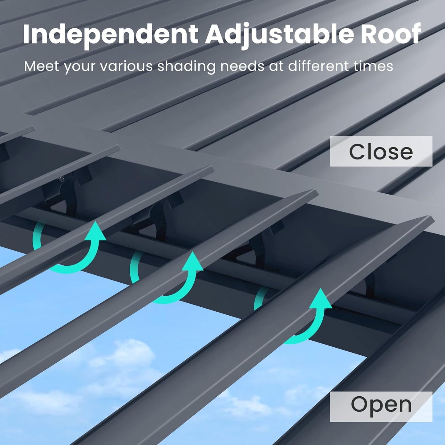 RoyalCraft 10'x13' Adjustable Louvered Pergola, Heavy-Duty Aluminum Outdoor Pergola, Metal Hardtop Pergola with Adjustable Roof for Patio, Deck, Garden, Yard, Grey