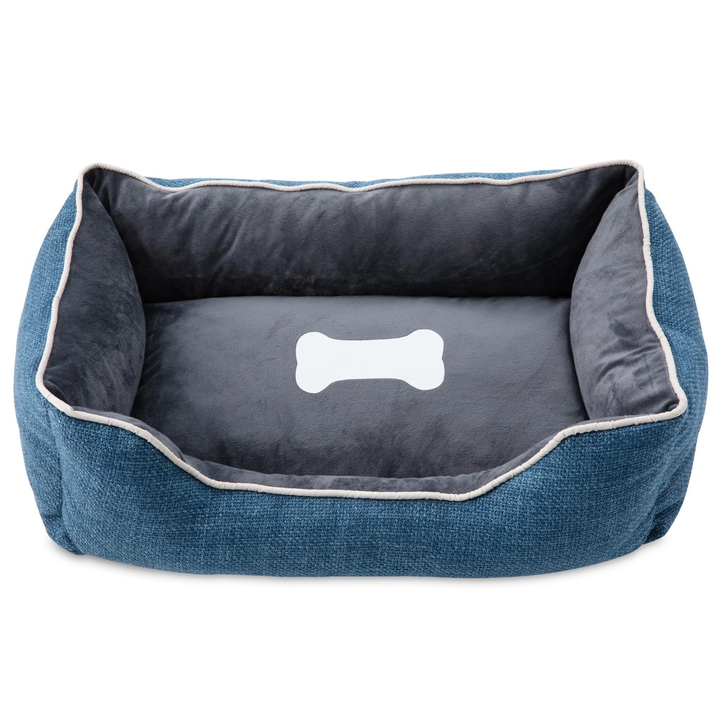 CozyHome Small Dog Bed with Anti-Slip Bottom, Cat Bed with Removable Washable Cover, Plush Pet Bed for Dogs and Cats, Cute Dog Pillow Bed, Calming Cat Couch Bed for Indoor, Outdoor, Blue