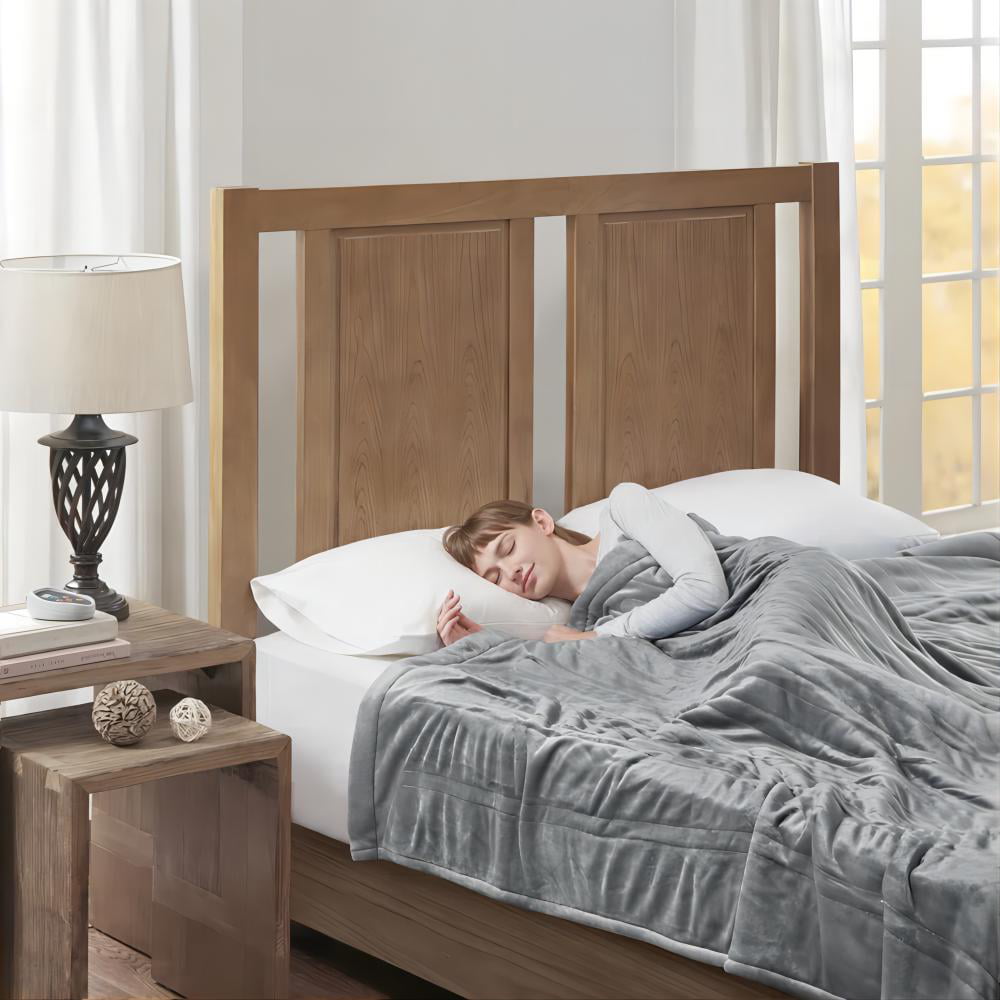 SUNVIVI Electric Blanket King Size with Dual Controllers,10 Heating Levels& 12 hours Auto-off,Overheat Protection,Blue