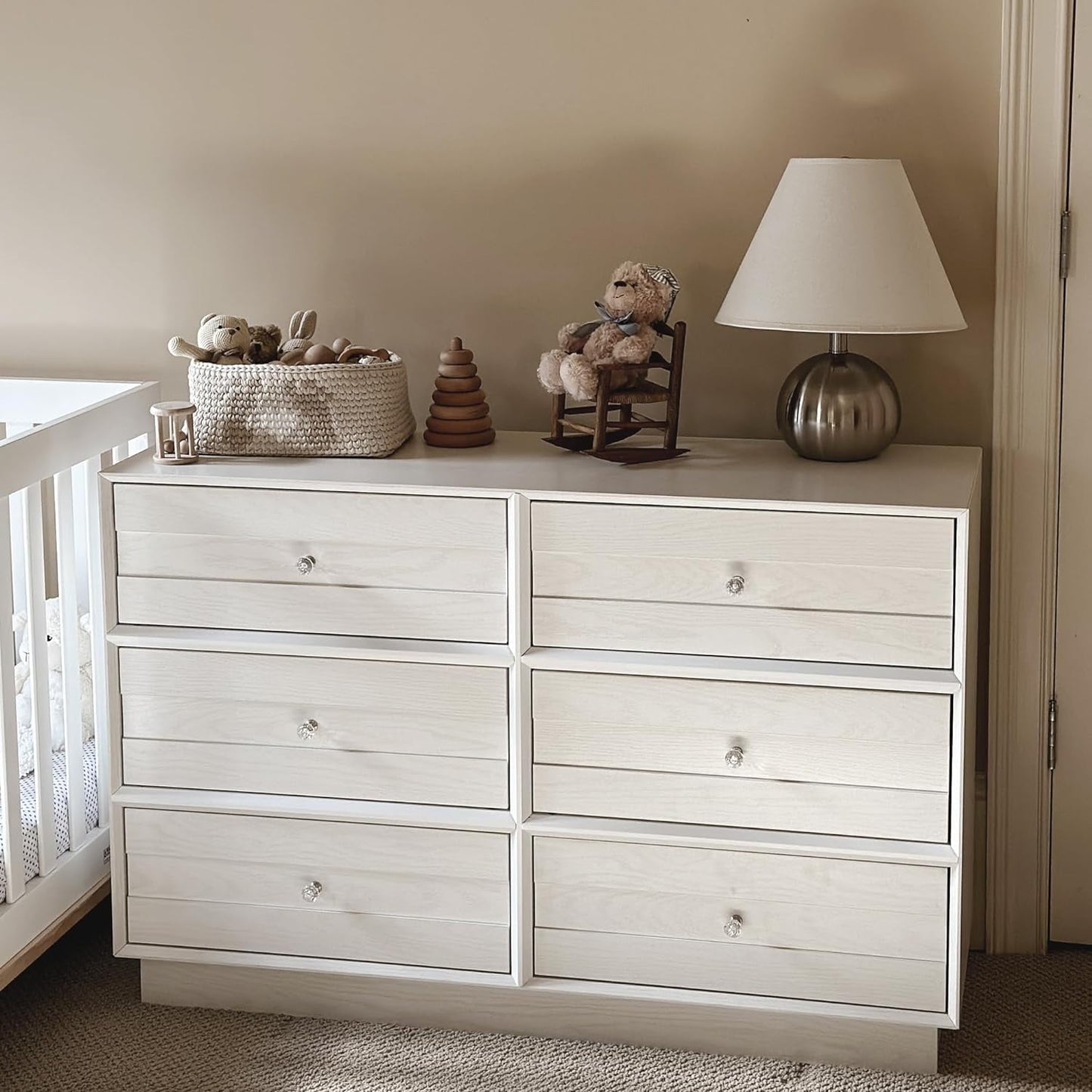 Superjoe 6 Drawer Double Dresser, Bedroom Chest of Drawers, Wood Storage Cabinet for Living Room, Entryway and Hallway, White