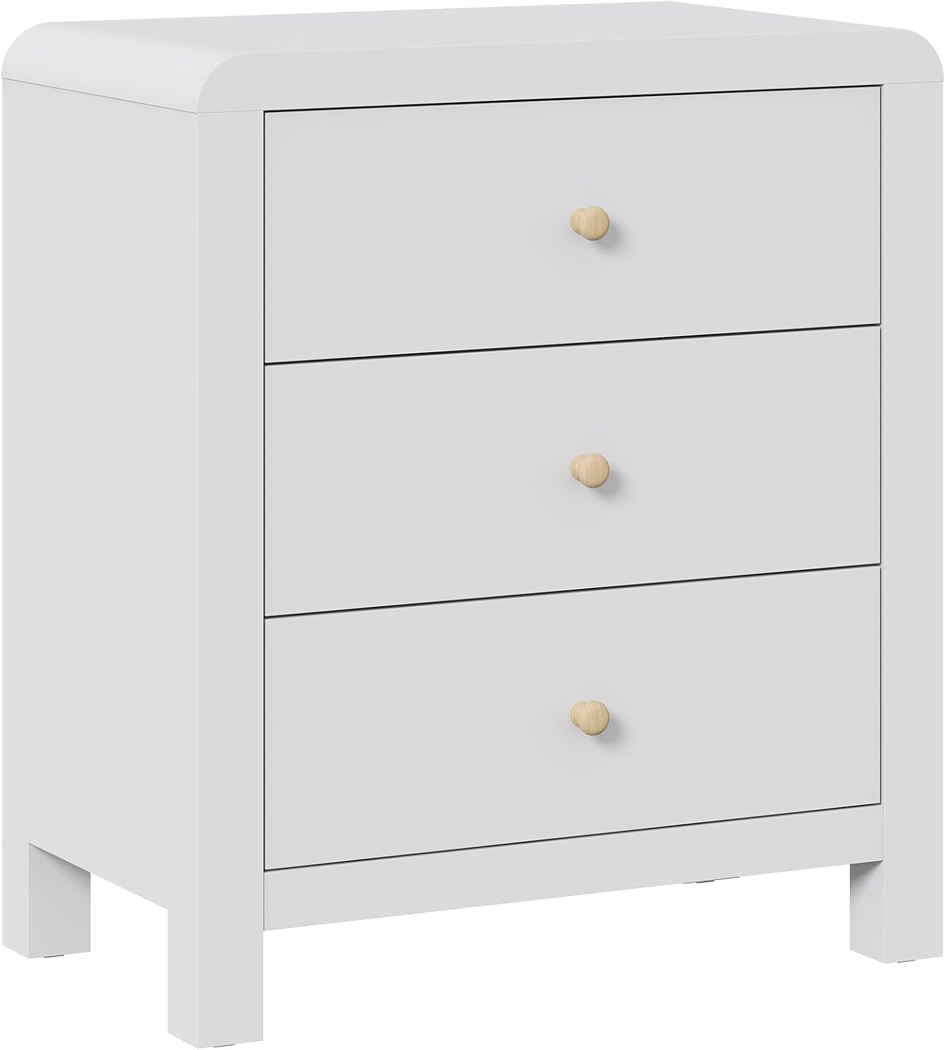 Royalcraft 3 Drawer Dresser, Modern Chest of Drawers with Rounded Table Corners, Wooden Closet Dresser Nightstand Side Table with Ample Storage Space for Bedroom, Living Room, Entryway, Natural Wood