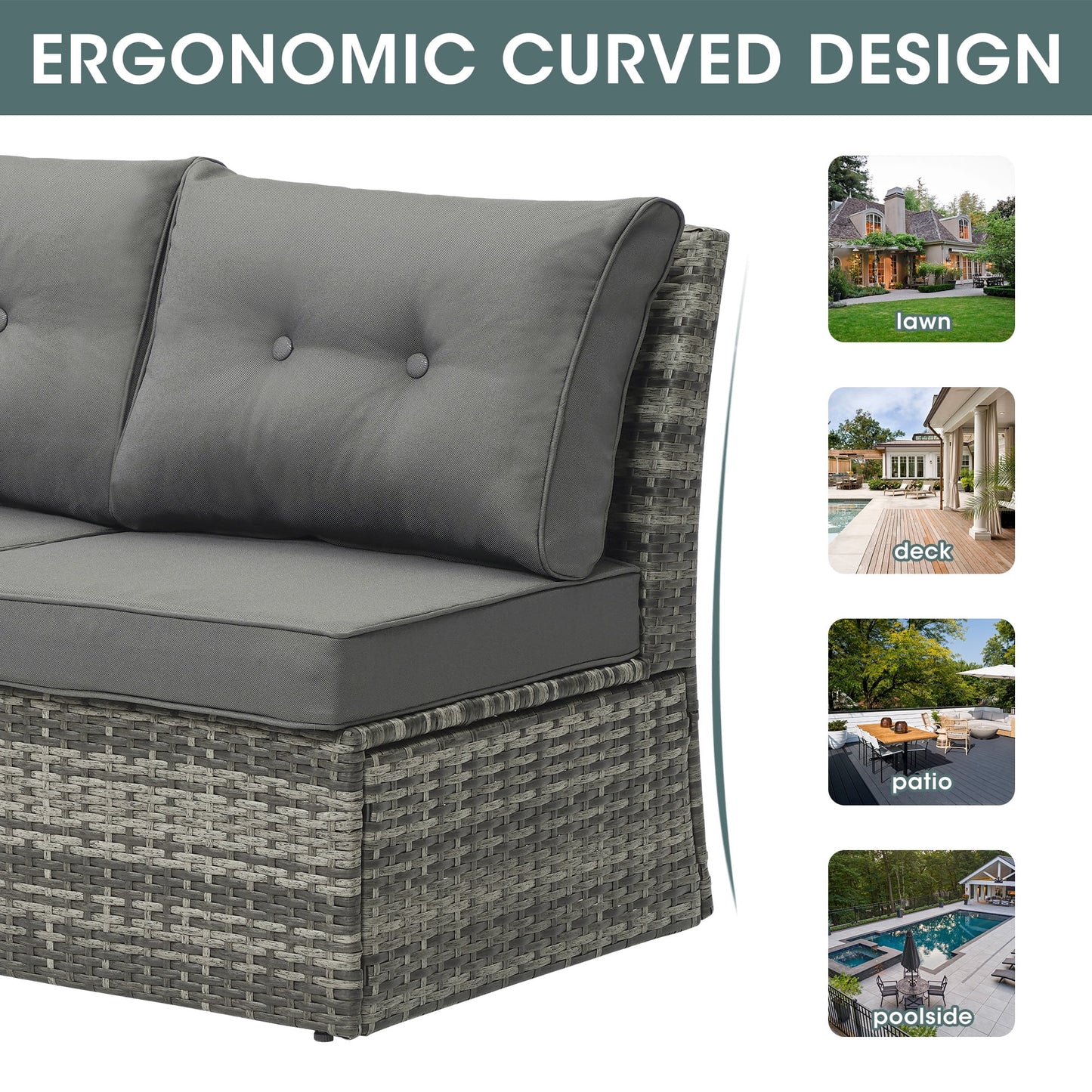 Royalcaft 2 Piece Outdoor Patio Wicker Armchairs, All Weather Outside Rattan Chair Patio Furniture Set with Blue Cushions