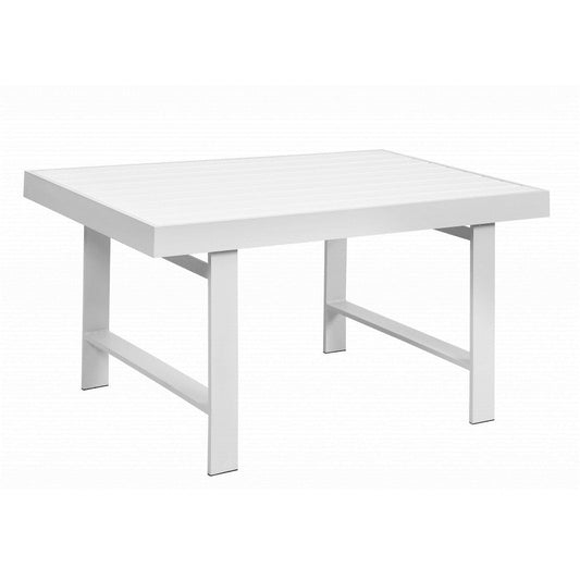 RoyalCraft Outdoor Dining Table Patio Steel Slat Rectangle Table,Long Outdoor Dining Table, High Table For Party, High Garden Table, Whtie