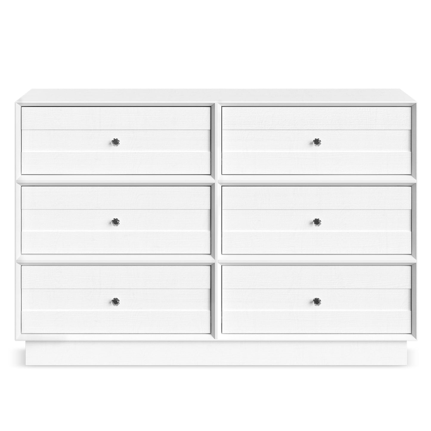 RoyalCraft Black 6 Drawer Dresser for Bedroom, 47" Wood Floor Dressers Chest of Drawers with Large Drawers and Crystal Knobs, Morden Double Storage Cabinet for Living Room Hallway Closet