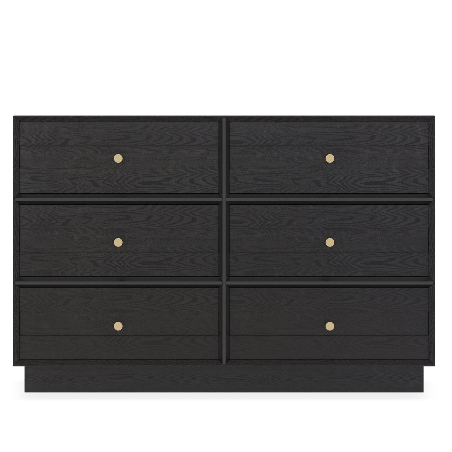 RoyalCraft Black 6 Drawer Dresser for Bedroom, 47" Wood Floor Dressers Chest of Drawers with Large Drawers and Crystal Knobs, Morden Double Storage Cabinet for Living Room Hallway Closet