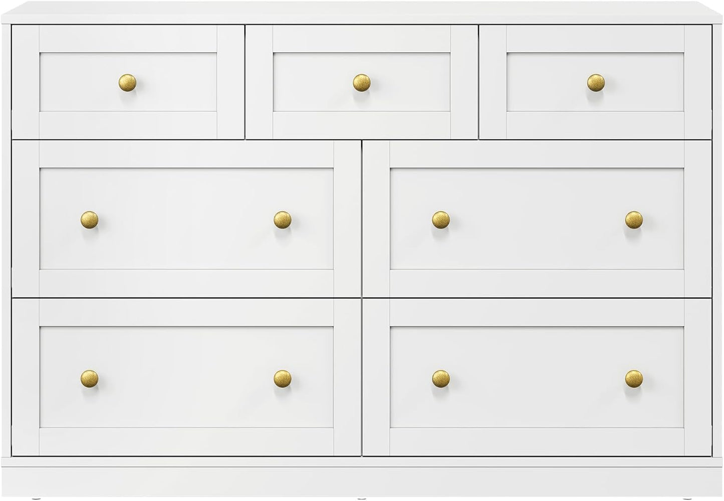 Royalcraft 7 Drawer Dresser, Modern Chest of Drawers with Gold Knobs, Wooden TV Stand Storage Organizer for Bedroom, Living Room, Entryway