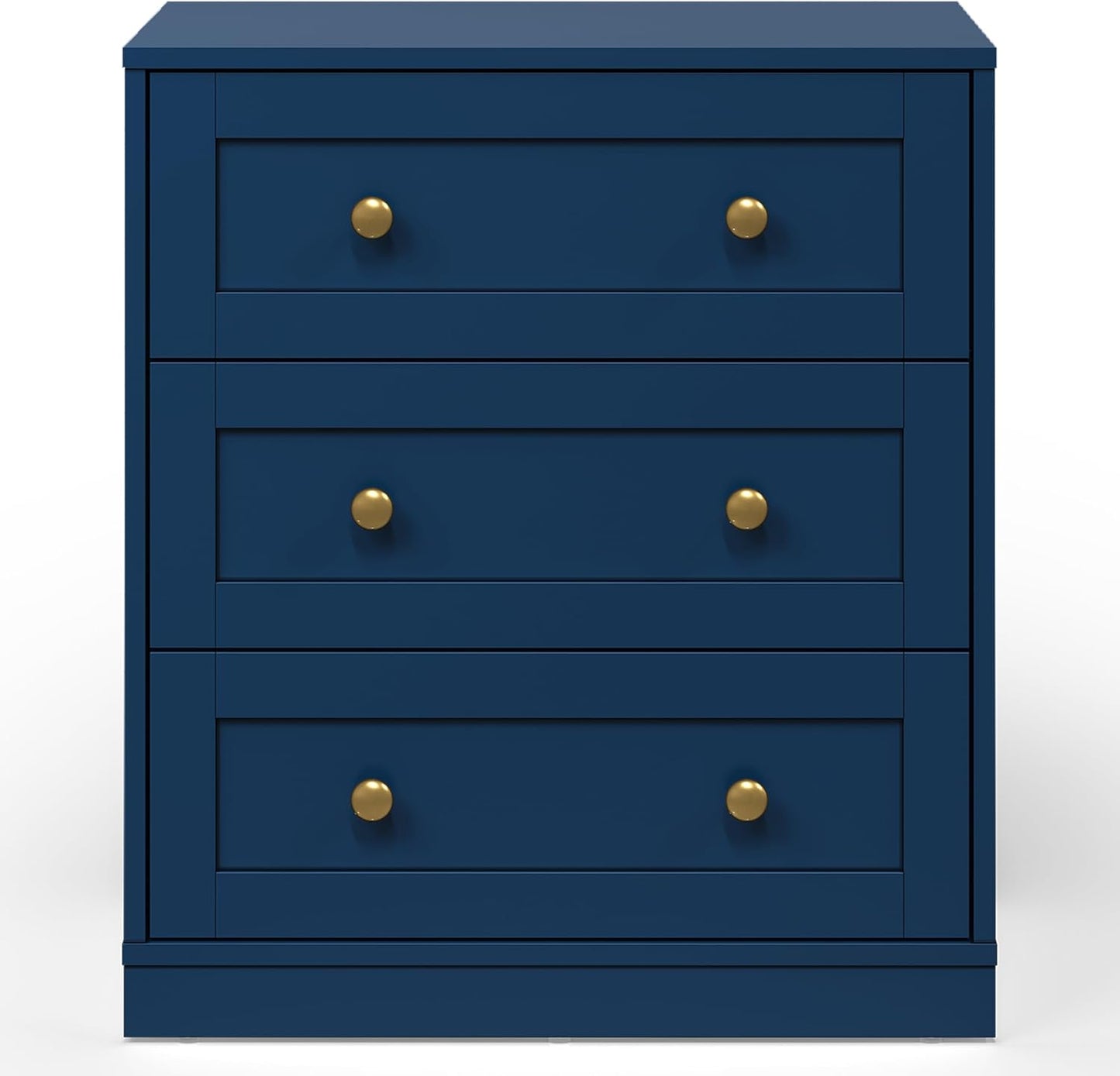 Royalcraft 3-Drawer Nightstand, Spacious Bedside Table with Gold Round Knobs, Modern Wooden End Table, Accent Chest of Drawers for Bedroom, Living Room, Hallway, or Closet