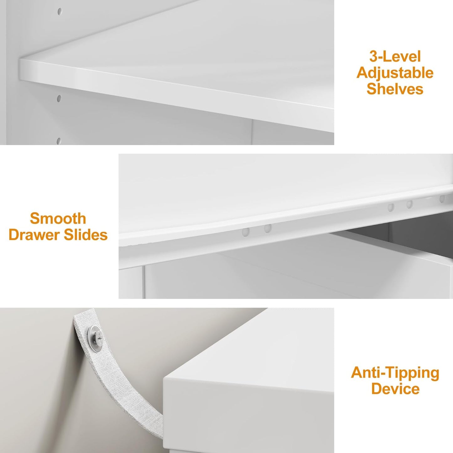 RoyalCraft 83¡± Large Extendable Makeup Vanity Desk, Corner Vanity Table with 3 Drawer & 2 Door, Modern Dressing Table and Chest of Drawers Combo, Accent Vanity for Bedroom, Dressing Room