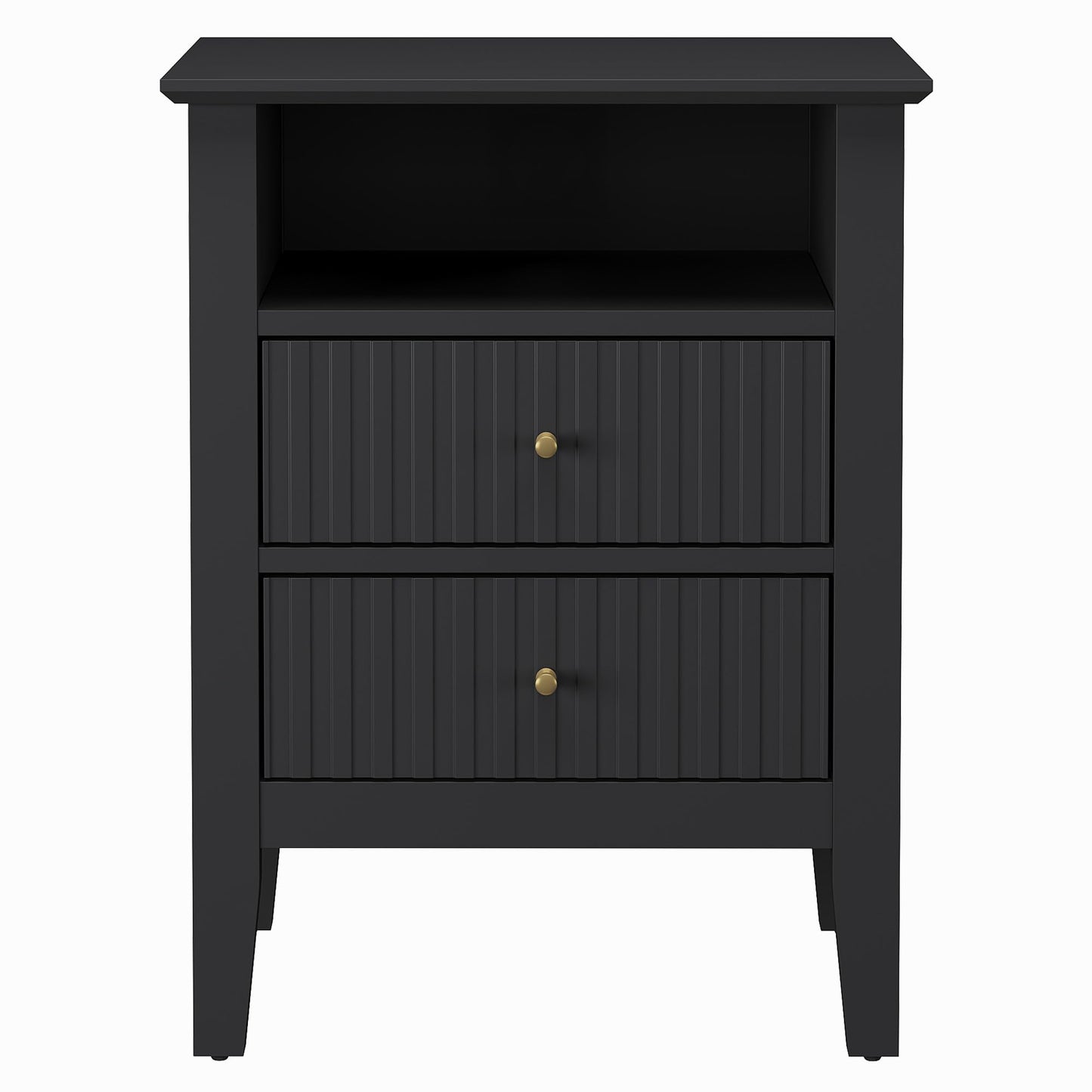RoyalCraft Fluted Nightstand with 2 Drawers, Modern Wooden Sofa Table with Storage for Small Spaces, Tall End Table for Bedroom, Living Room, Couch Coffee Table