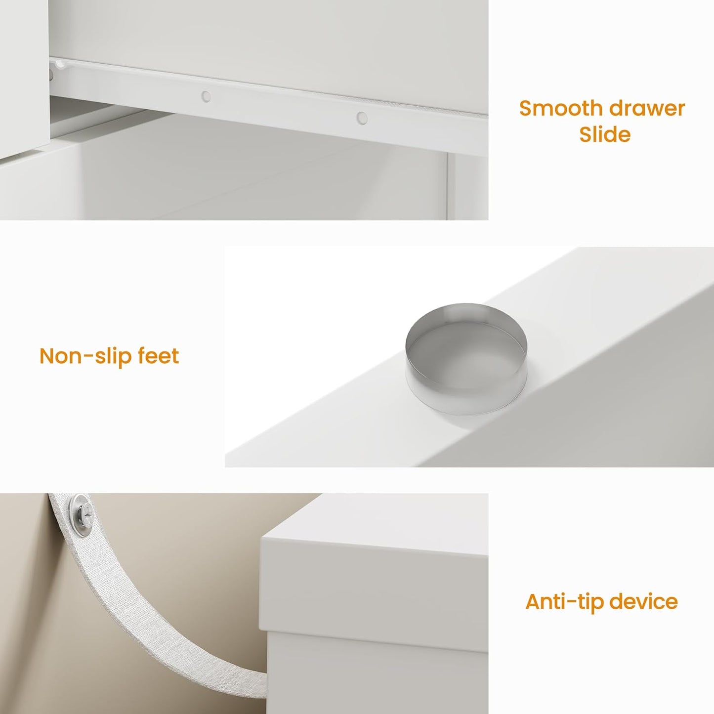 Royalcraft 7 Drawer Dresser, Modern Chest of Drawers with Gold Knobs, Wooden TV Stand Storage Organizer for Bedroom, Living Room, Entryway