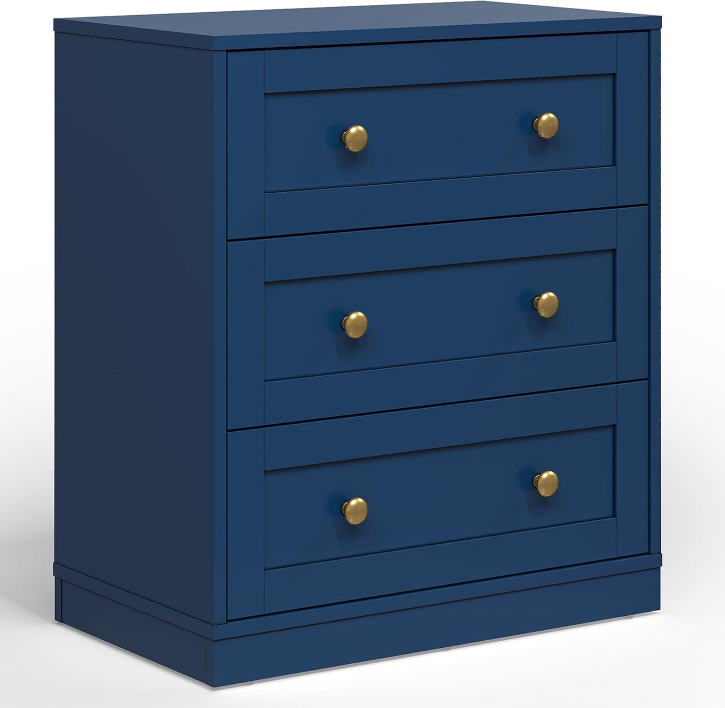 Royalcraft 3-Drawer Nightstand, Spacious Bedside Table with Gold Round Knobs, Modern Wooden End Table, Accent Chest of Drawers for Bedroom, Living Room, Hallway, or Closet