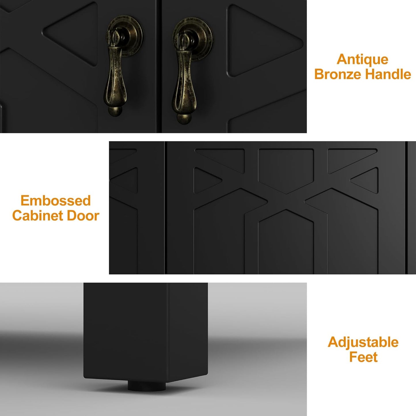 RoyalCraft Sideboard Buffet Cabinet with Storage, 60'' Mid Century Modern Storage Cabinet with 4 Doors and Adjustable Shelves, Accent Cabinet for Entryway, Dining Room, Living Room, Bedroom