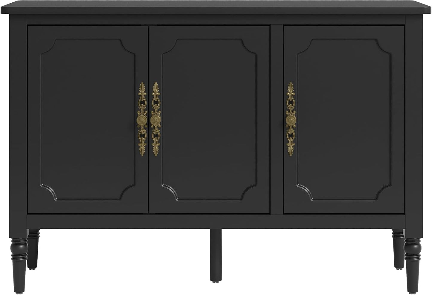 RoyalCraft Storage Cabinet with 3 Doors, Mid-Century Sideboard Cabinet with Adjustable Shelves, Wood Buffet Cabinet with Turned Legs, Accent Cabinet for Entryway, Living Room, Dining Room