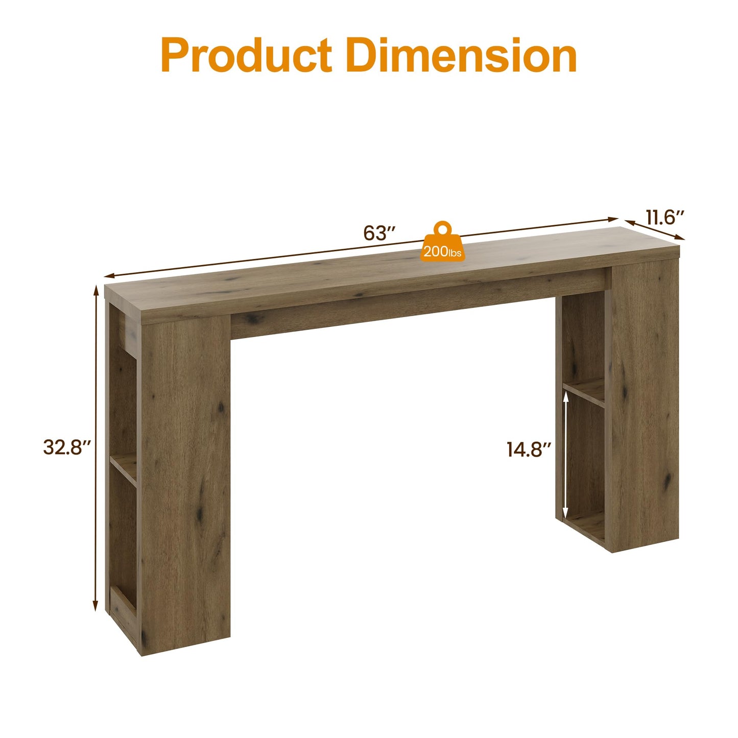 Royalcraft 63'' Long Console Table, Farmhouse Entryway Table with Storage, Narrow Sofa Table Behind the Coach, Wooden Rectangular Sofa Table for Living Room, Entrance, Hallway