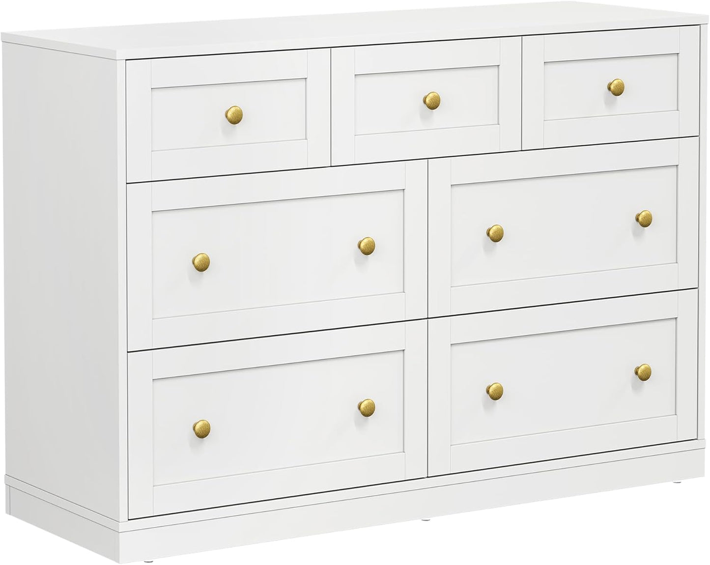 Royalcraft 7 Drawer Dresser, Modern Chest of Drawers with Gold Knobs, Wooden TV Stand Storage Organizer for Bedroom, Living Room, Entryway