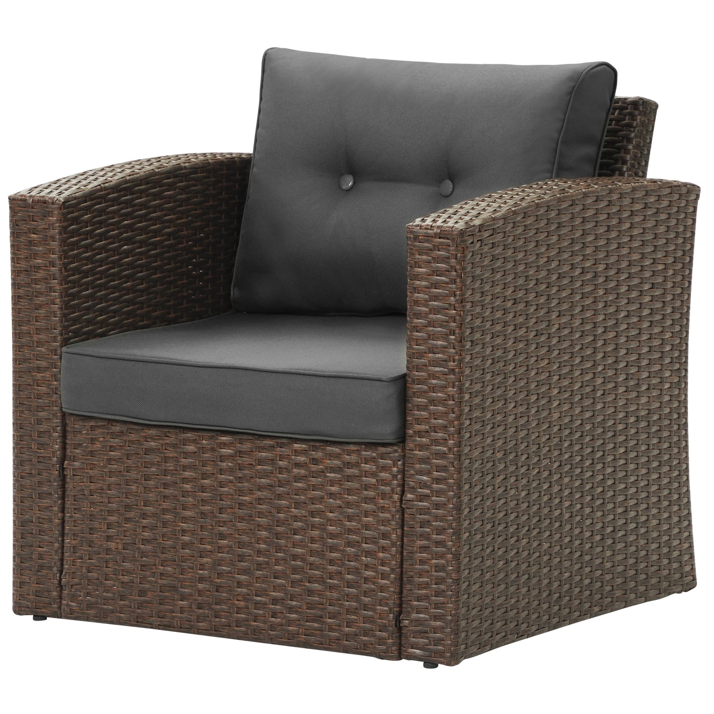 Royalcaft 2 Piece Outdoor Patio Wicker Armchairs, All Weather Outside Rattan Chair Patio Furniture Set with Blue Cushions