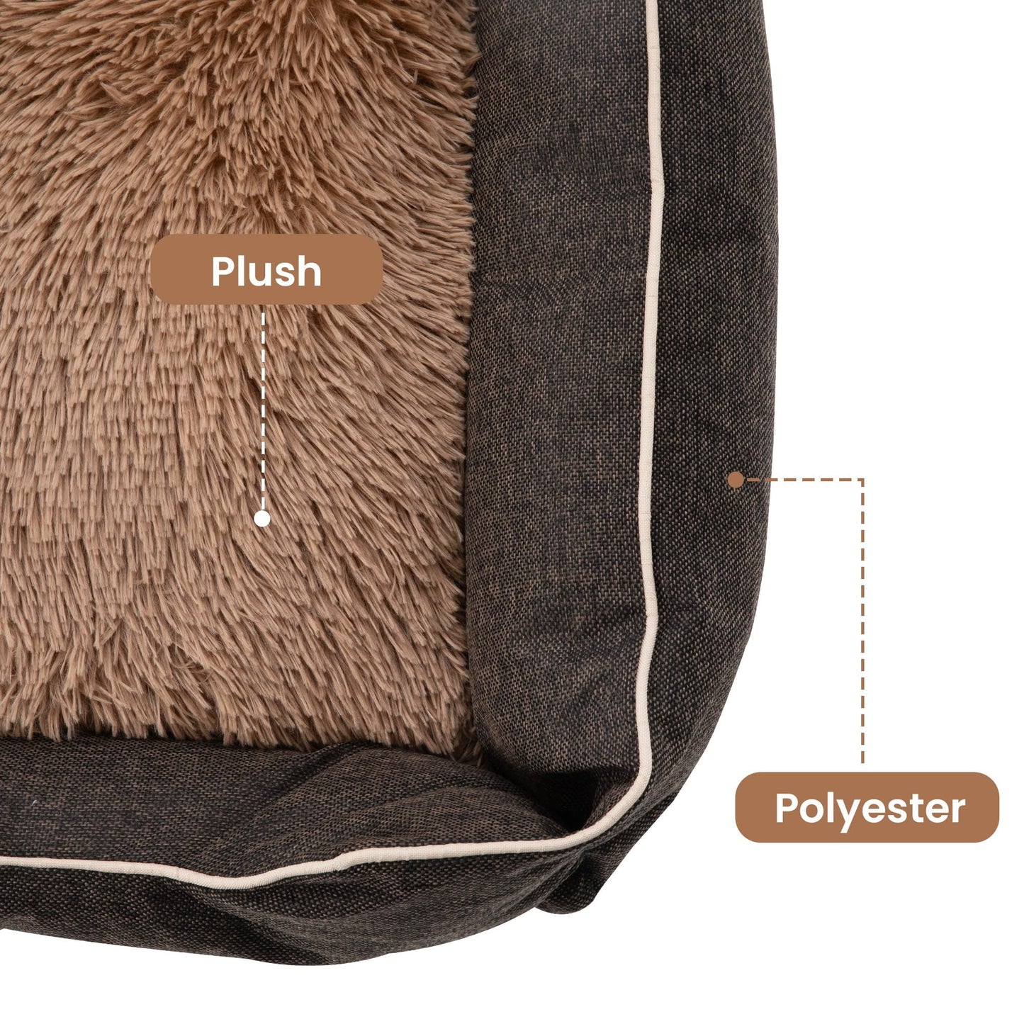 CozyHome Medium Dog Bed with Anti-Slip Bottom, Cat Bed with Removable Washable Cover, Plush Pet Bed for Dogs and Cats, Cute Dog Pillow Bed, Calming Cat Couch Bed for Indoor, Outdoor, Brown
