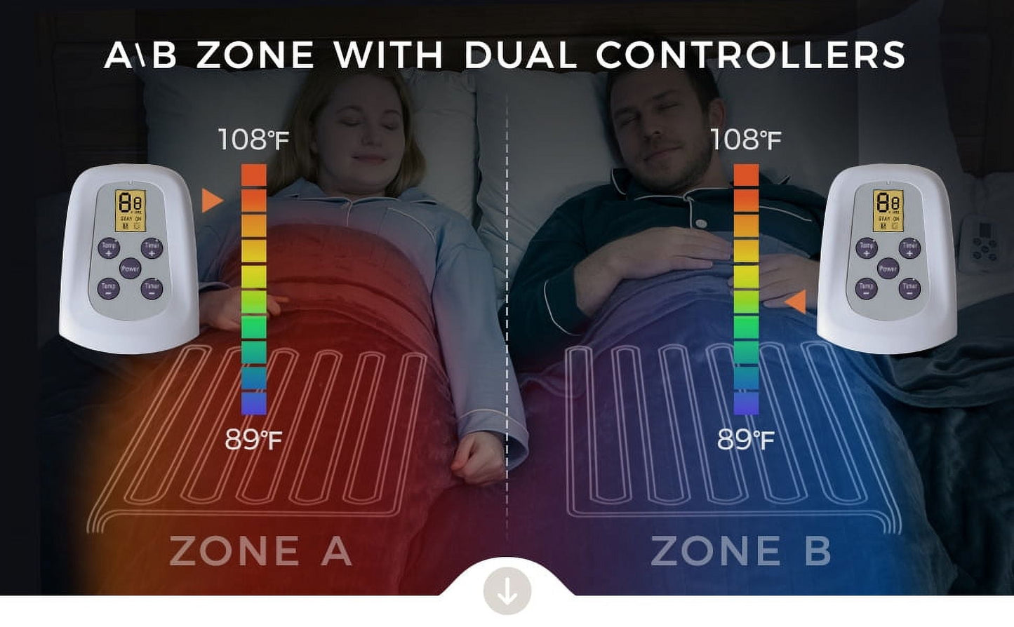 Royalcraft Electric Blanket King Size with Dual Control, 10 Heating Levels& 12 hours Auto-off, Overheat Protection, Grey