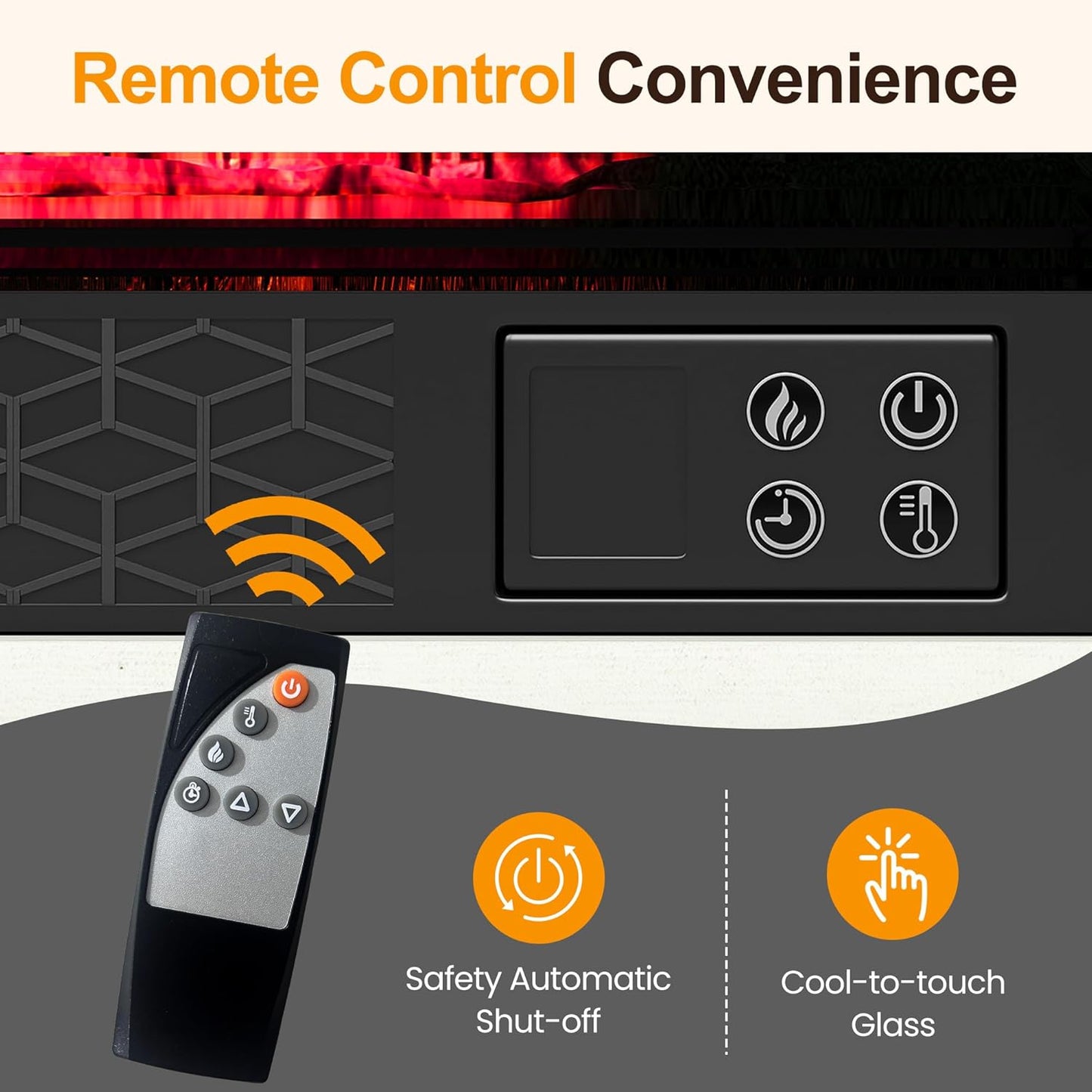 RoyalCraft TV Stand with 28'' Fireplace for TVs up to 55'', Media Console Table with Adjustable Shelves, Double-door Design, Entertainment Center for Living Room, Bedroom