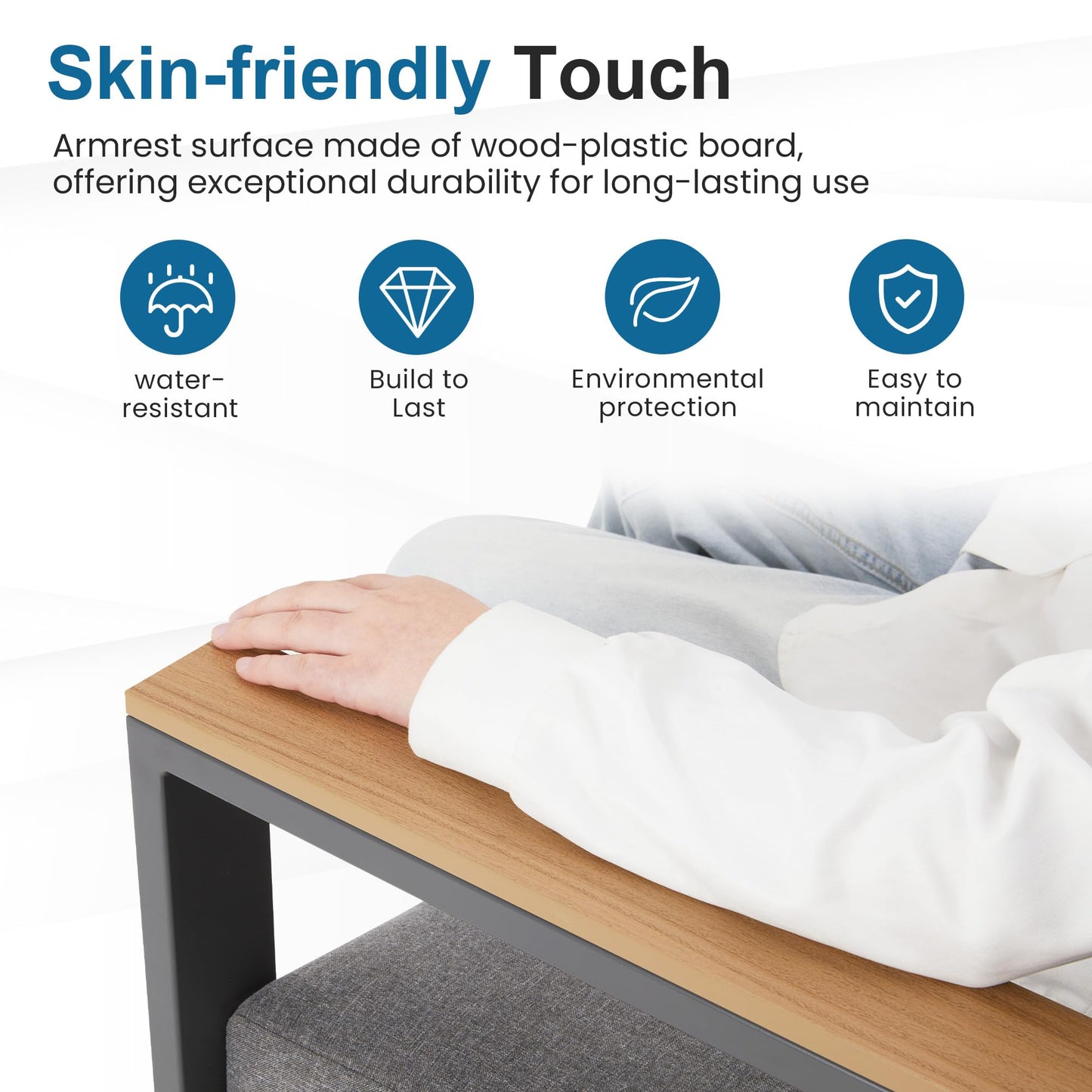 CozyHome Aluminum Outdoor Loveseat, All-Weather Metal Patio Furniture Sofa, Patio Sofa Chair for Porch Backyard Garden, Grey