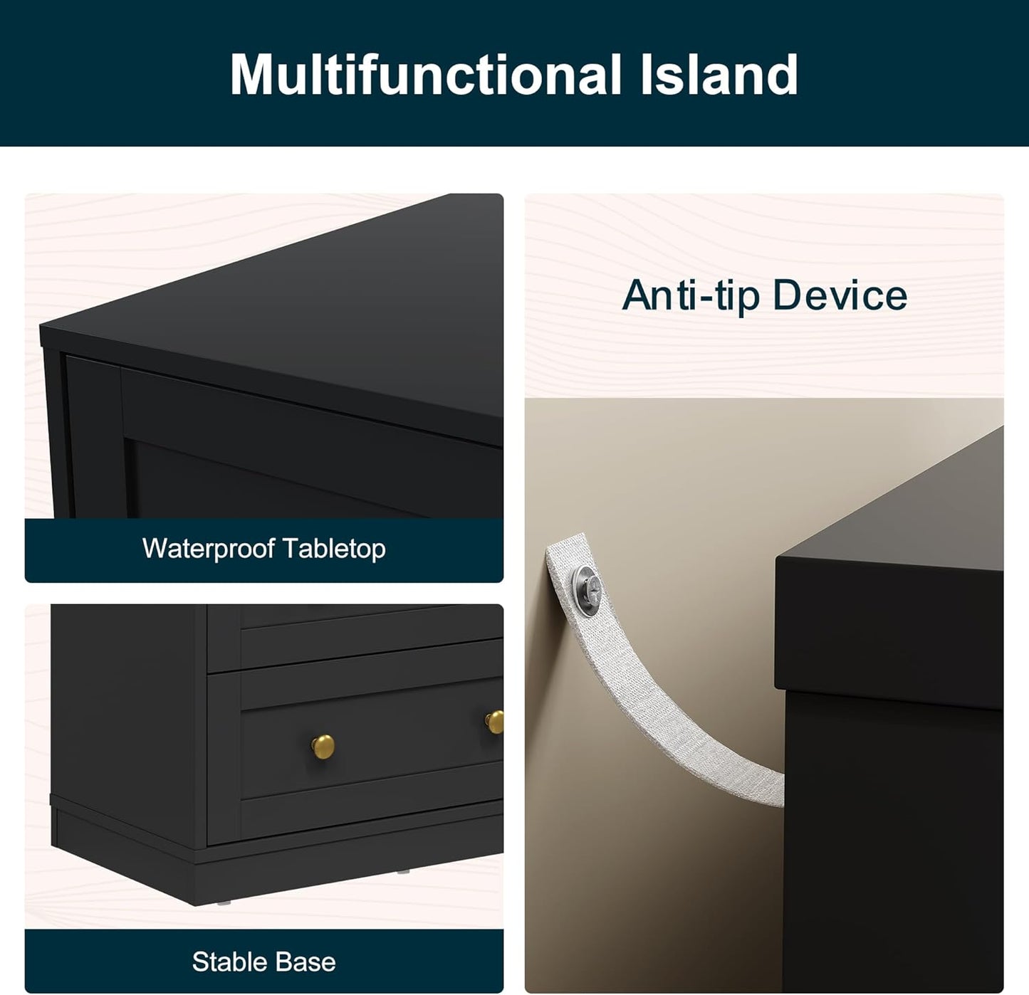 Royalcraft Nightstands, Modern 3-Drawer Bedside Tables with Gold Round Knobs, Wooden End Tables, Accent Chests of Drawers for Bedroom, Living Room, Hallway, or Closet