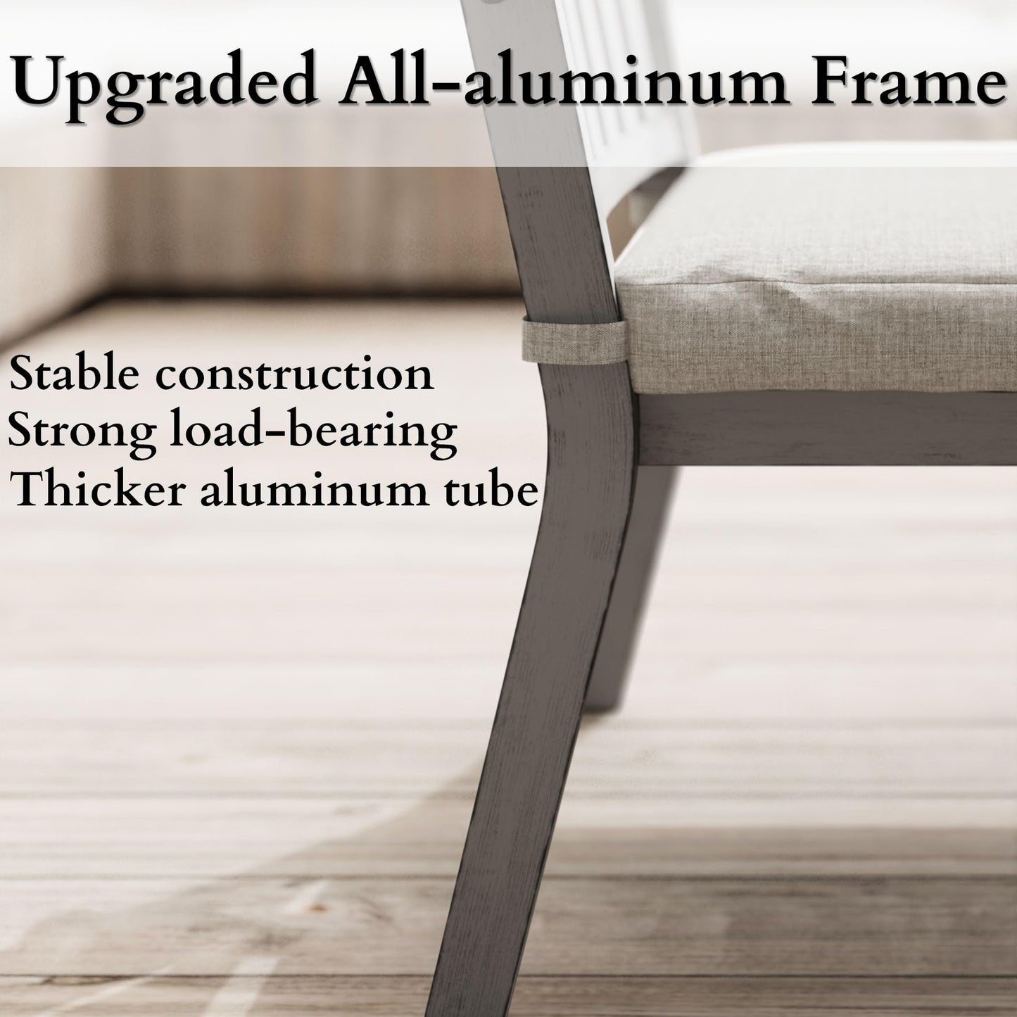 May in Color Patio Dining Chair Set of 2, Aluminum Outdoor Dining Chairs with Waterproof Cushions, Metal Outdoor Patio Furniture Seating for Porch, Balcony, Deck, Backyard, Gray