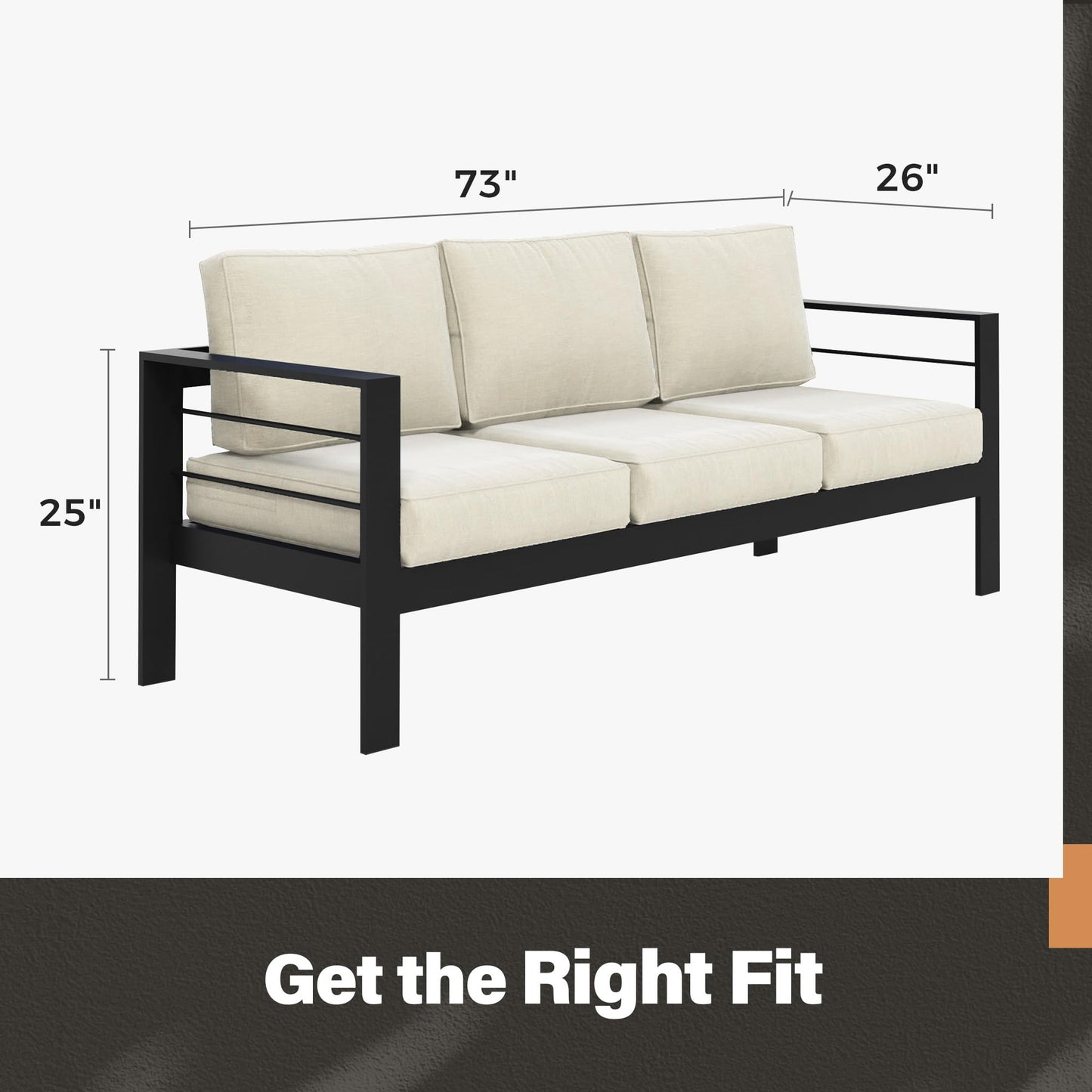 CozyHome Outdoor Couch Aluminum Patio Furniture Sofa, 3-Seat All-Weather Metal Outdoor Patio Furniture with Cushions,Beige