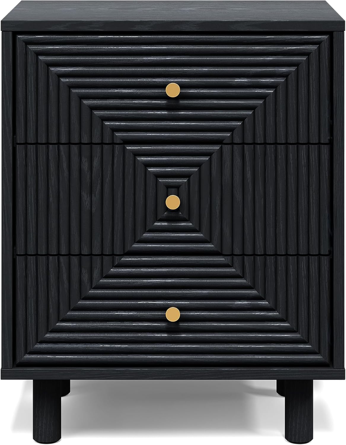 RoyalCraft 3 Drawer Nightstand, Small Dresser with Solid Wood Legs, Wooden Storage Night Stand Side Table, Modern Chest of Drawers Organizer for Bedroom, Living Room, Entryway