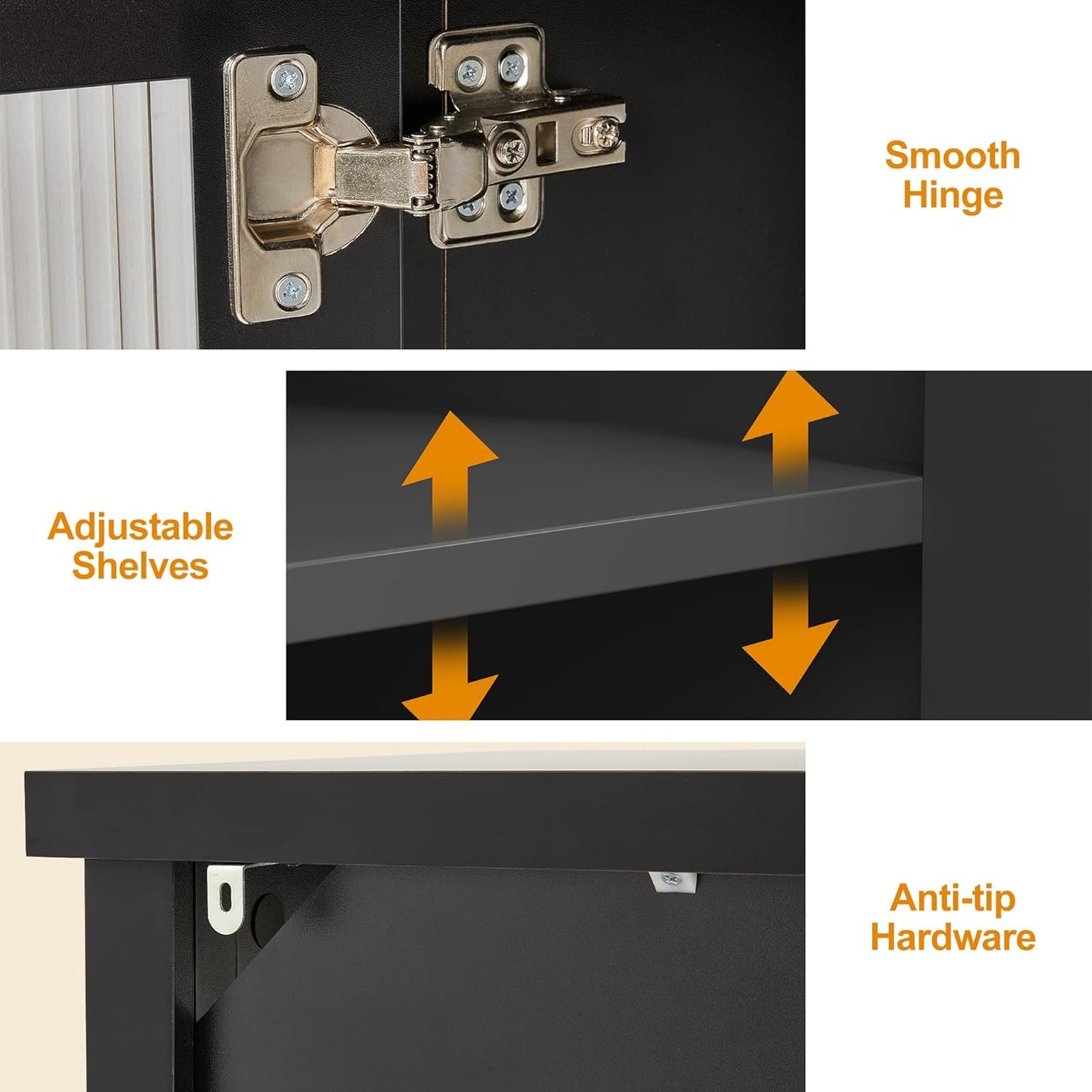 RoyalCraft Sideboard Buffet Cabinet with Storage, 55'' Storage Cabinet with Acrylic Accents, Accent Cabinet with Adjustable Shelves, Wood Credenza for Living Room, Dining Room, Entryway