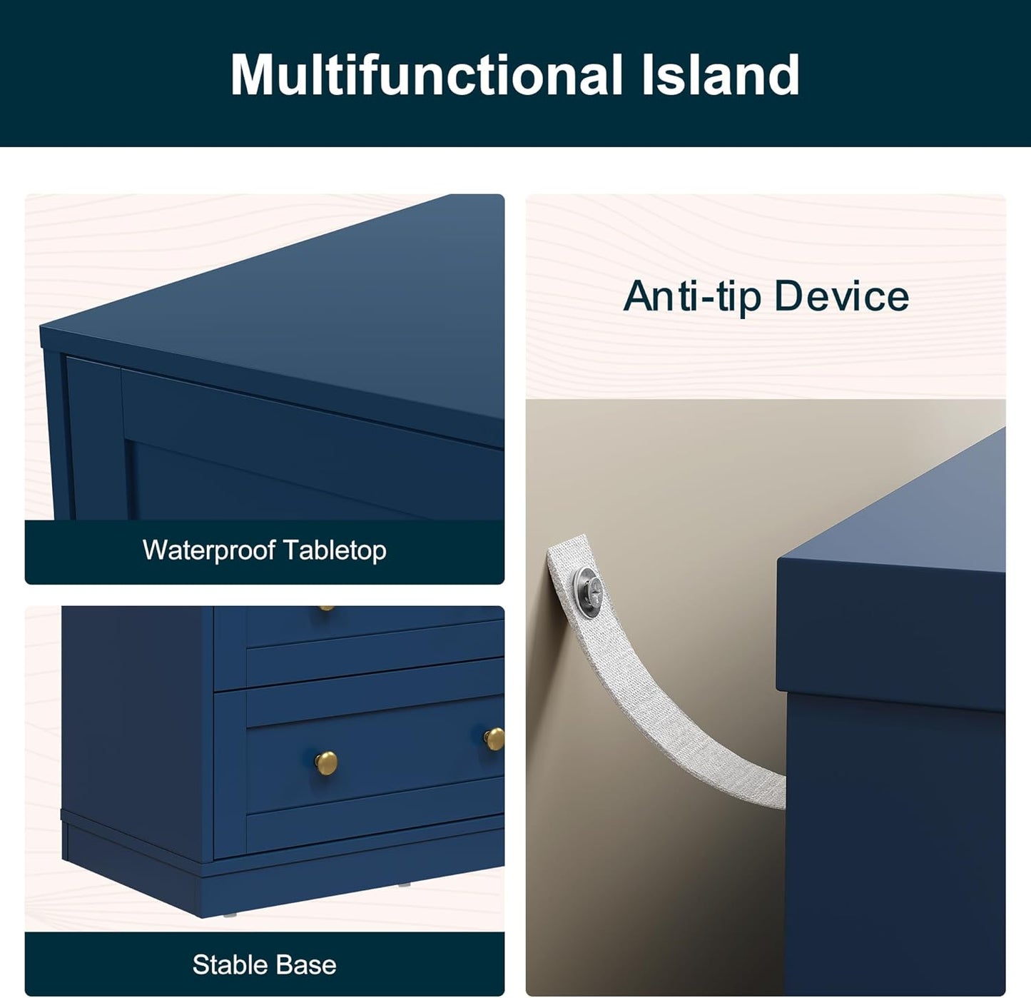 Royalcraft 3-Drawer Nightstand, Spacious Bedside Table with Gold Round Knobs, Modern Wooden End Table, Accent Chest of Drawers for Bedroom, Living Room, Hallway, or Closet