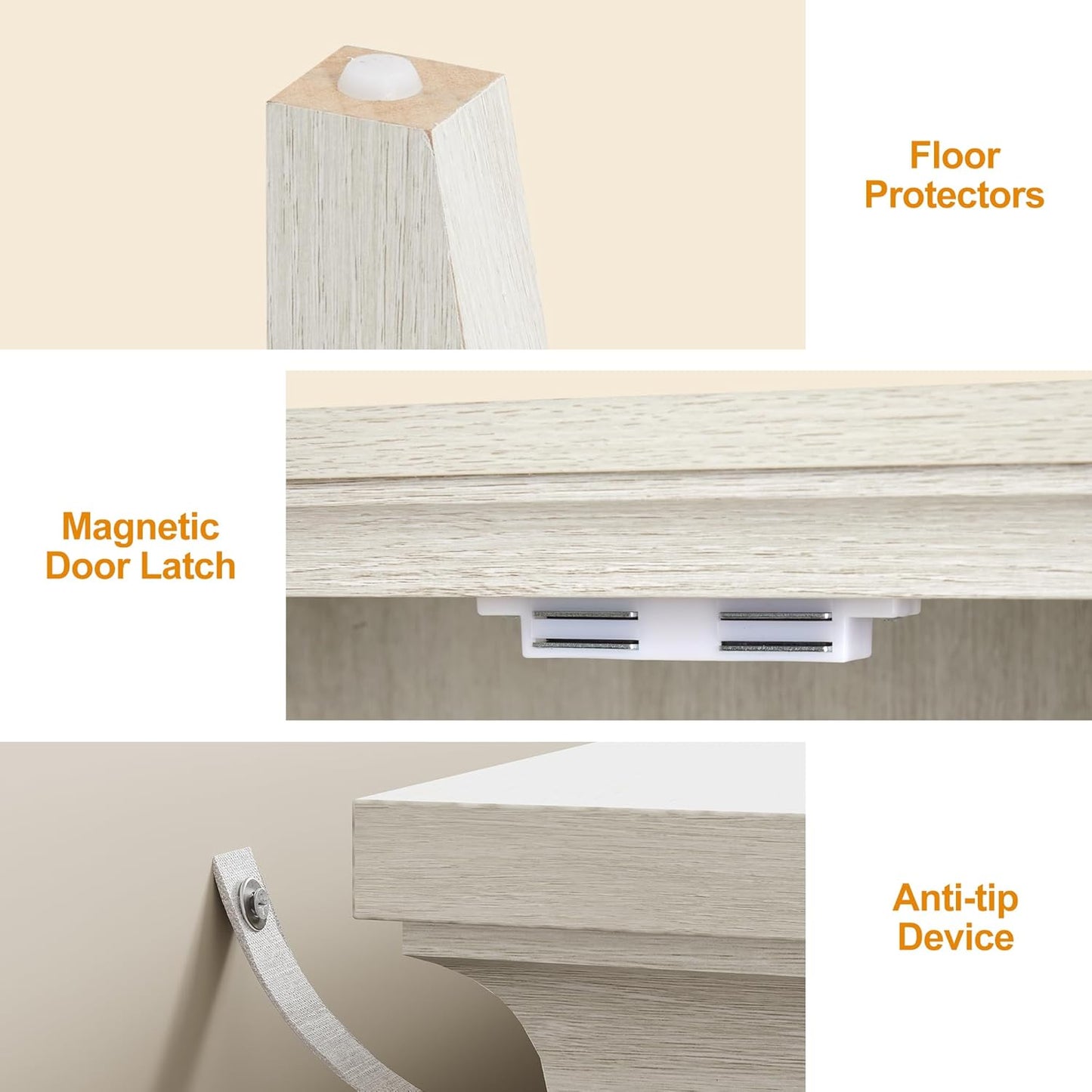 Royalcraft 2-Door Buffet Cabinet with Storage, Bohemian Sideboard with Adjustable Shelves, Wood Credenza Cabinet, Console Table for Bedroom, Living Room, Dining Room, Hallway