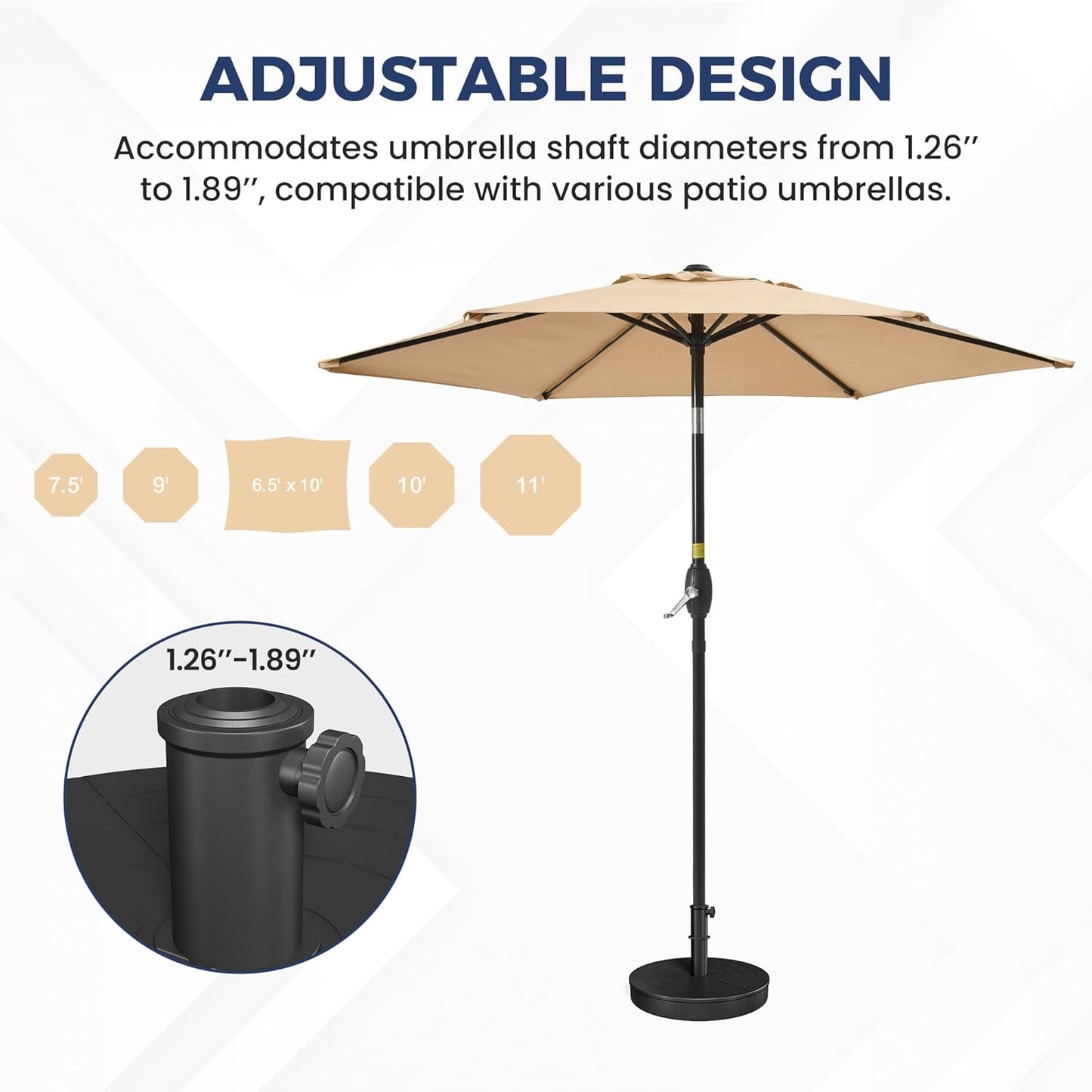 Outdoor Umbrella Base, Foldable Weighted Patio Umbrella Stands, Umbrella Base Suitable with 1.26''-1.89'' Pole Sizes, Heavy Duty Base for Holding Water, Sand, Gravel, HDPE Rust-Proof Base for Patio
