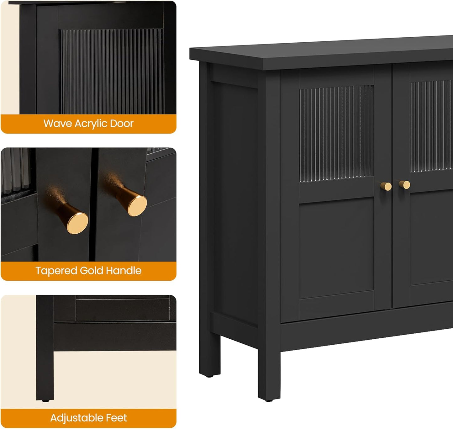 RoyalCraft Sideboard Buffet Cabinet with Storage, 55'' Storage Cabinet with Acrylic Accents, Accent Cabinet with Adjustable Shelves, Wood Credenza for Living Room, Dining Room, Entryway