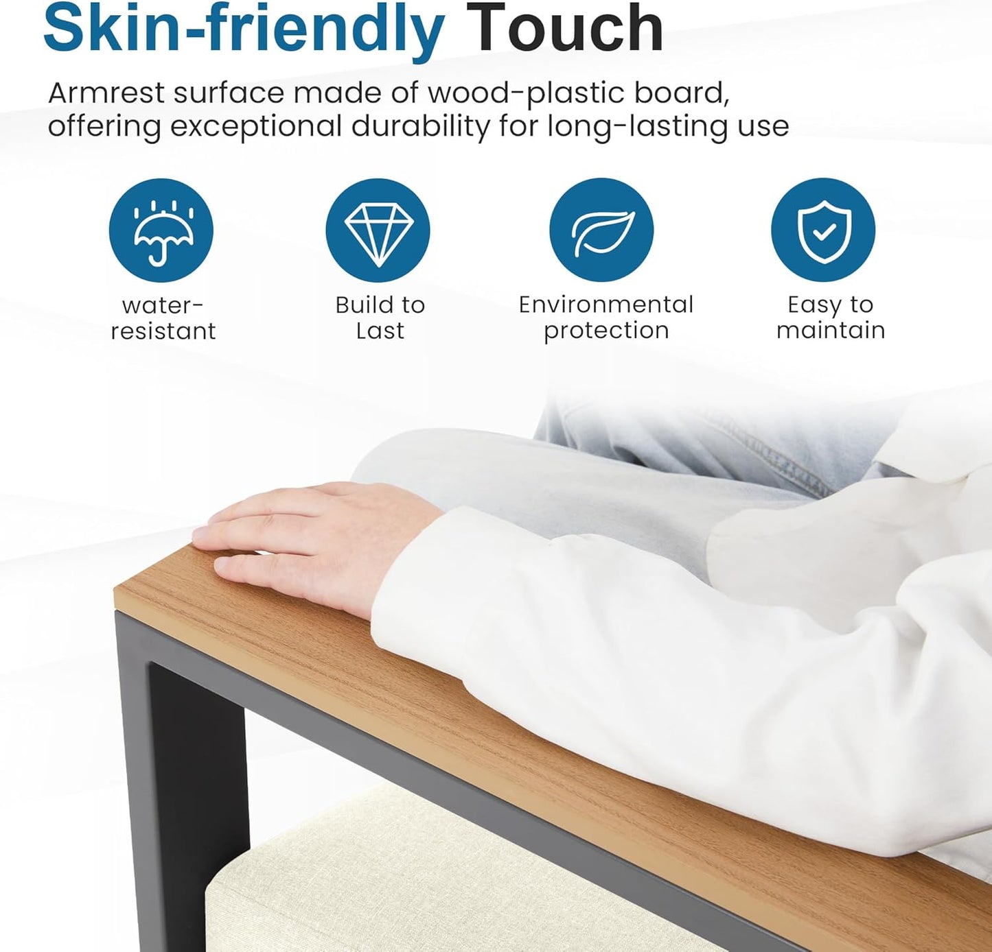 May in Color Aluminum Outdoor Loveseat, All-Weather Metal Patio Furniture Sofa, Patio Sofa Chair for Porch Backyard Garden, Beige